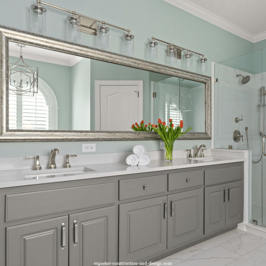 superior construction design master bathroom refresh cosmetic silver blue green sea spa inspired mt juliet