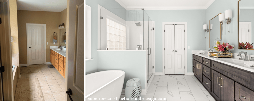 before-after-master-bathroom-remodel-new-flooring-vanity-lighting-mirrors-shower