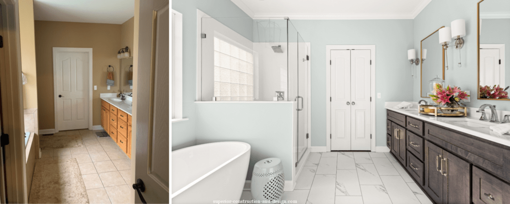 before-after-master-bathroom-remodel-new-flooring-vanity-lighting-mirrors-shower