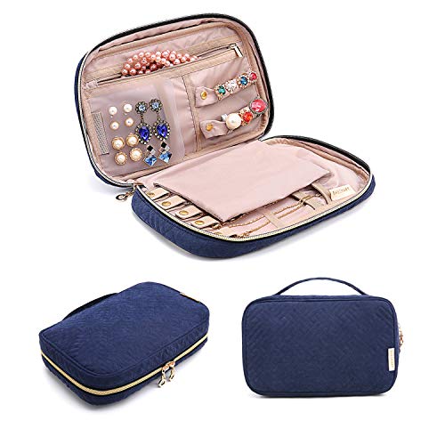 Jewelry Organizer Bag Travel Jewelry Storage Cases for Necklace, Earrings, Rings, Bracelet, Blue