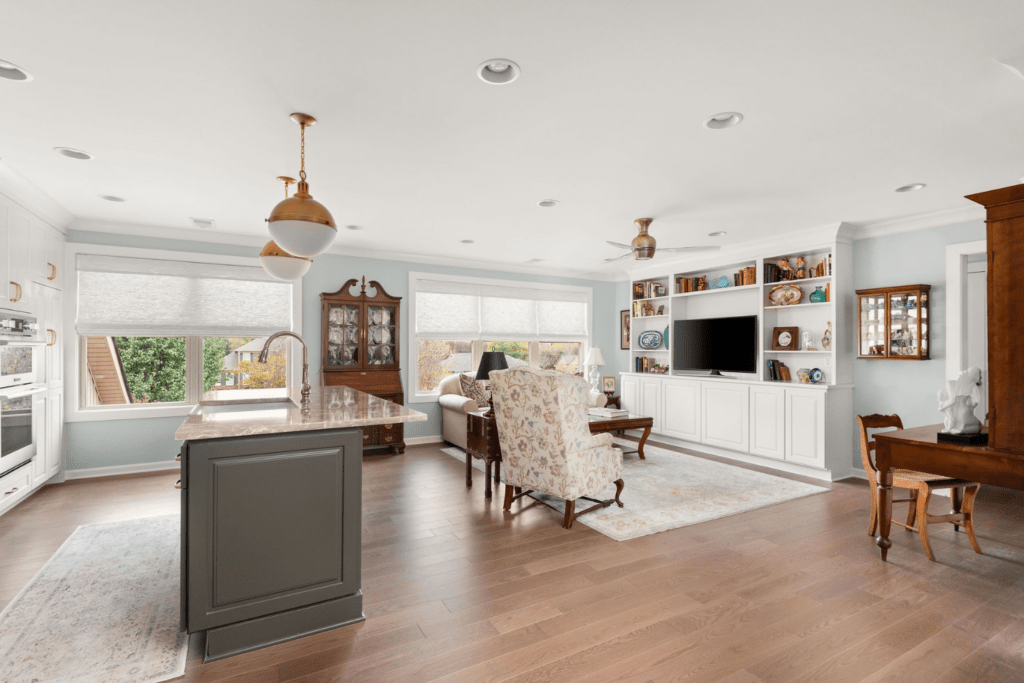 wilson county open concept living and kitchen space mix of traditional antiques and fresh modern style