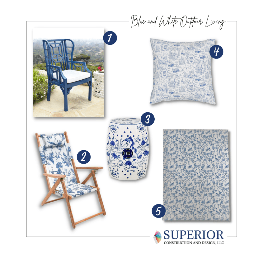 Shop The Look Blue and White Outdoor Living