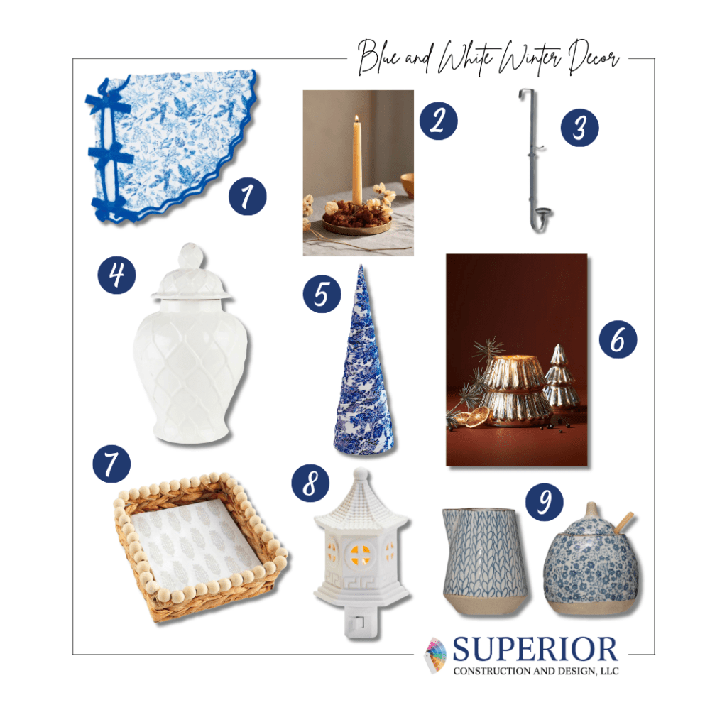 blue and white winter decor elizabeth's essentials